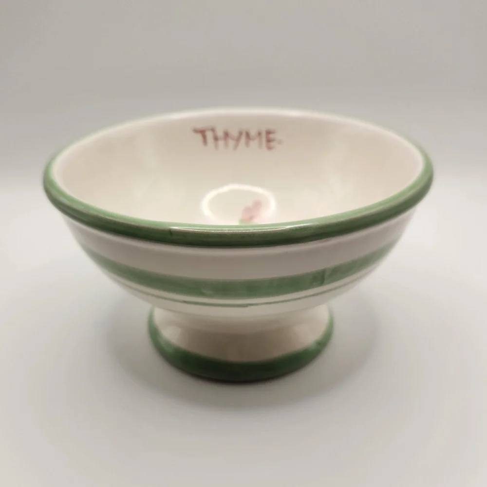 Williams Sonoma Herbs‎ Flora Thyme Pedastal Bowl, Italian Earthenware, Italy